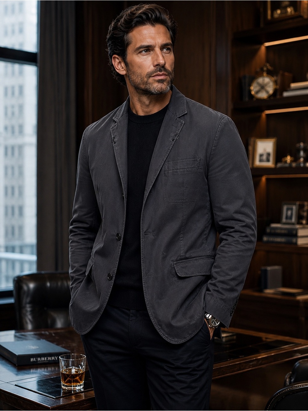 Burberry Charcoal Gray Men's Tailored Blazer